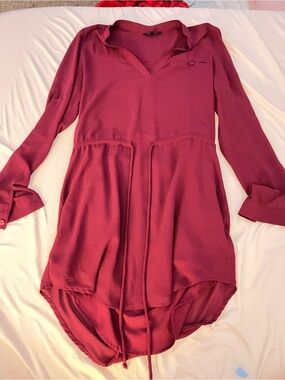 Naked Zebra Berry High-Low Shirttail Tunic Dress